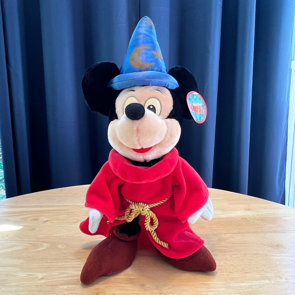 Vintage Disney World On Ice Sorcerer Mickey Mouse Plush Fantasia 16 Inch NWT